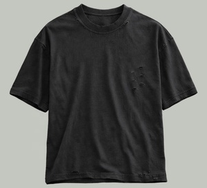 Camiseta Oversize Vintage con Estampado Gráfico Desgastado y Lavado Ácido para Hombre, de Algodón Pesado, Estilo Retro - Product Image 2