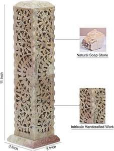 Brûleur de bâton d'encens en pierre de savon en marbre fait à la main porte-bougie brûleur de lumière de thé sculpture florale pour les cadeaux décoratifs à la maison - Product Image 3