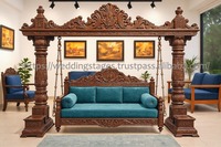 Jhoola en bois de teck de Birmanie, style Maharaja traditionnel, motif paon, style antique indien, pour usage intérieur