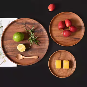 Eco-Friendly Round Wood Plate for Serving & Dining for Weddings & Kitchen Use Wooden <b>Tabletop</b> by glowin fashion - Product Image 6