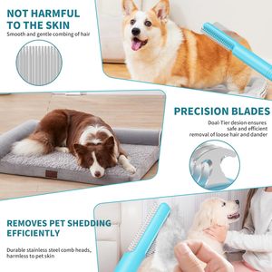 Peine 4 en 1 para Mascotas, Cepillo Suave para Eliminar Pelo Muerto, Peine Metálico para Desenredar el Pelo de Perros y Gatos, Estilo Simple - Product Image 5