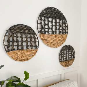 Water hyacinth <b>wall</b> <b>mounted</b> decoration items for home accent styling handwoven hanging art - Product Image 1