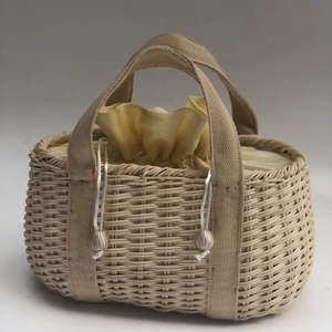 Bolsos de Mano de Ratán Natural, Ecológicos, Modernos, con Dos Asas, Decoración Floral Única - Product Image 1
