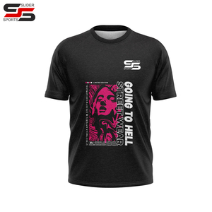 Camiseta de alta calidad Poliéster Spandex Camiseta vintage O-cuello Camiseta de gran tamaño con hombros caídos - Product Image 6