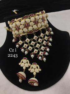 Royal Kundan Moissanite Bridal Set <b>Statement</b> Jewelry for Weddings Parties Featuring <b>Necklace</b> Earrings for Engagement Anniversary - Product Image 4