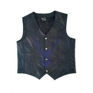 เสื้อกั๊กหนังน้ำหนักเบาเข้ารูปมีสไตล์สำหรับผู้ชายกันลมเสื้อกั๊กฤดูหนาวใส่กลับด้านได้และระบายอากาศได้ดีมีกระดุมตกแต่ง - Product Image 1