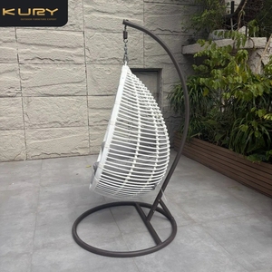 Sedia sospesa in rattan con struttura in ferro, nuova OEM, a forma di uovo, per esterni, giardino, patio, altalena, sedia a dondolo - Product Image 4