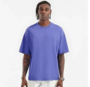 T-shirts pour hommes en coton 100% de haute qualité, coupe ample, poids lourd, impression personnalisée, broderie sur mesure - Product Image 1