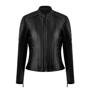 Veste de moto en cuir véritable pourpre pour femmes Veste de moto en cuir de course protégée CE pour femmes - Product Image 4
