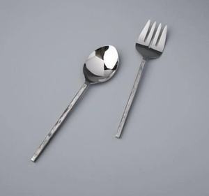 <b>Vintage</b> Style Stainless Steel Salad Server Set With Brass Twig Branch Handle Personalized for Hotel Kitchenware Cutlery Set - Product Image 4