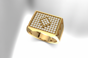 Bague tendance pour homme Modern Orbit, 79 pièces, diamant naturel, plaqué or 14 carats, taille brillant ronde - Product Image 3