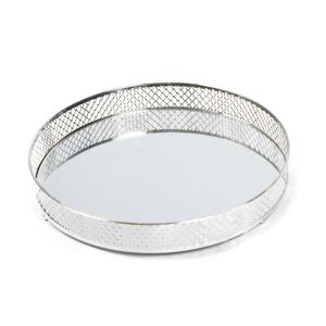 Plateau décoratif en métal et en verre miroir de haute qualité pour les intérieurs de maison haut de gamme et les cadeaux - Product Image 4