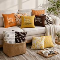 Housse de coussin rustique style ferme en polyester doux, imprimée « Home Sweet Home », pour salon
