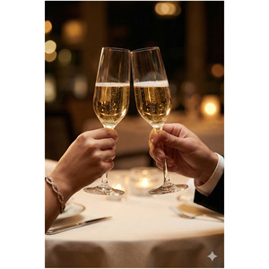 Juego de 2 Copas de Champán de Cristal de Diseño Clásico, Capacidad de 200 cc - 67094 - Product Image 6