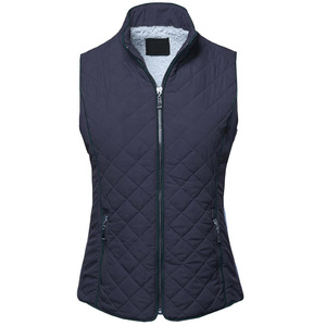 Chaqueta ligera sin mangas con cuello levantado de poliéster con cierre de cremallera estilo cortavientos para mujer personalizada chaleco acolchado - Product Image 1