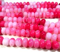 Perles d'Opale Naturelle Rose Chaud Dégradé 9mm Polies, Perles Rondelles Lisses en Vrac de 16 pouces, Qualité Supérieure pour la Fabrication de Bijoux, Vente en Gros