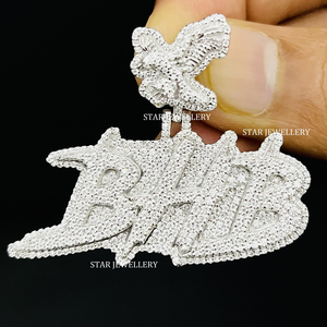 Pendentif STAR JEWELLERY en or 10 carats serti de diamants de laboratoire, personnalisé, unisexe, hip-hop, coupe ronde brillante, à porter tous les jours - Product Image 1