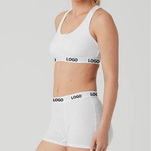 Ensemble de Yoga de Fitness de Style décontracté pour femmes conception de motif solide 2 pièces short de soutien-gorge respirant Spandex/coton combinaisons hautes combishorts - Product Image 5