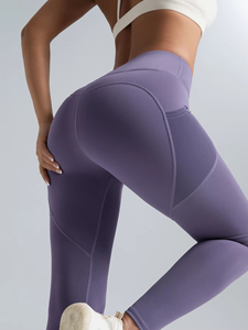 Women <b>High</b>-<b>Waisted</b> Yoga <b>Leggings</b> <b>with</b> Quick Dry Printed Spandex Elastic Solid Pattern - Custom Logo & Design - Product Image 6