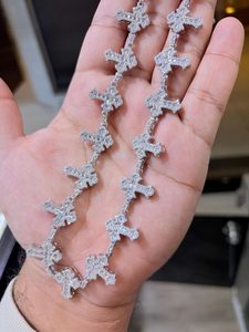 925 Sterling Silver <b>Cross</b> <b>Chain</b> Sparkling VVS Moissanite Diamond Hip Hop Bling Luxury Religious <b>Chain</b> - Product Image 2