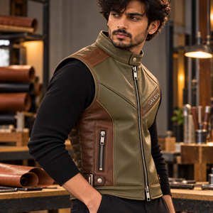 Chaleco de Cuero Personalizado para Hombre, Sin Mangas, Fabricante y Proveedor al por Mayor - Product Image 2