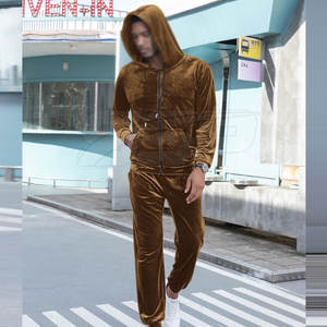 Custom Made High Quality Lightweight Winter Hooded Casual Solid <b>Velour</b> <b>Tracksuits</b> OEM Service Breathable Comfortable for <b>Men</b> - Product Image 6