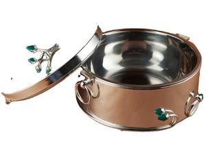 Casserole en acier inoxydable de qualité décente avec couvercle et couvercle design avec chauffe-plats fini unique antique - Product Image 5