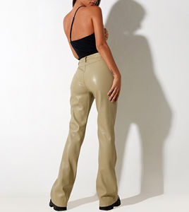 Pantalons pour hommes sur mesure OEM, droits, incurvés, rayés, unisexes, en similicuir, pantalons en cuir sur mesure pour hommes, évasés, empilés, pantalons en cuir sur mesure - Product Image 6