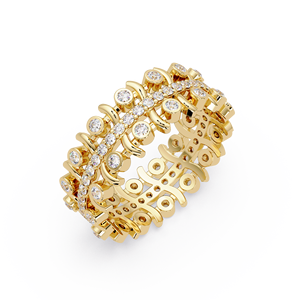 Art Deco Jewelry Statement Band <b>Ring</b> 14K Pure <b>Gold</b> Bezel <b>Set</b> Round Cut Lab Grown Diamond Eternity Band <b>Ring</b> Unisex Diamond <b>Rings</b> - Product Image 3