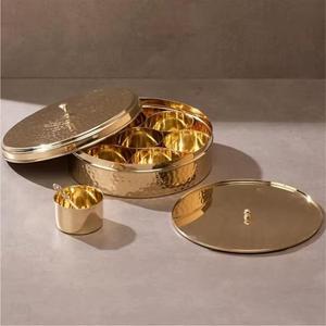Estilo antiguo Gold Masala Keeper con patrón artístico El mejor almacenamiento de cocina y exhibición de mesa - Product Image 1