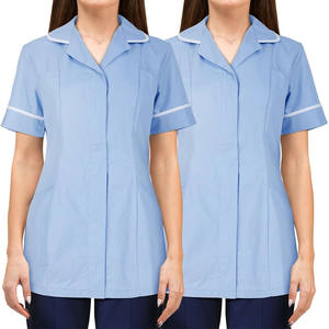 Uniforme de Hospital Personalizado para Mujer, Blusa de Enfermería con Cuello Camisero y Ribete Blanco, Túnica para Enfermeras - Product Image 2