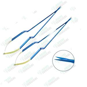 Micro Tijeras de Mango Plano con Hojas de 11 mm, Instrumentos de Neurocirugía de Acero Inoxidable, Juego de Instrumentos con Recubrimiento Azul Dorado Reutilizable - Product Image 1