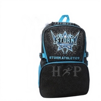 Tas Ransel Kompetisi Cheerleader Premium Desain Glitter Alas yang Diperkuat Kapasitas Penyimpanan Tinggi Kain Katun Berjaring Bernapas