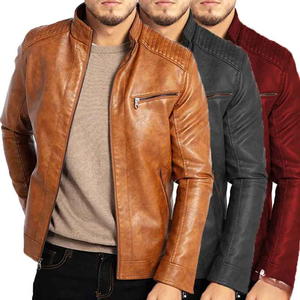 Veste en cuir PU pour homme, col montant, style punk, moto, mode européenne américaine, vêtements d'extérieur pour adolescents - Product Image 5