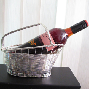 Porte-vin, panier à vin, panier en métal, porte-vin plaqué argent - Product Image 1