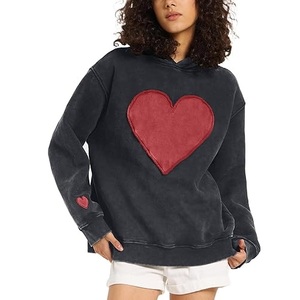 Clothing Manufactures Custom Printed Brushed <b>Fleece</b> 400gsm Oversized 100% Cotton Plain Heavyweight Women Hoodie with Puff Print - Product Image 2