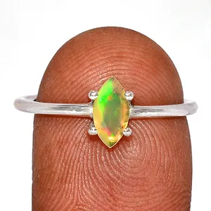 New Arrivals Gemstone Ring Blue 925 Sterling Silver Opal Woman OEM ODM Luxurious Opal Silver Jewelry