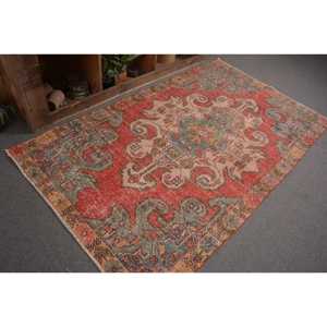 Alfombra turca Vintage de 4,3X7,2 pies, rojo, verde, retales, tejido plano, área grande, Alfombra de lana para decoración de sala de estar, látex - Product Image 5