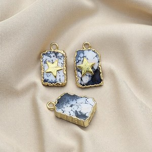 Natural Amazonite Slice Electroplated <b>Pendant</b> 16x12mm Rectangle Shape Gold Plated Charms Slice Jewelry Making Supplies Wholesale - Product Image 3