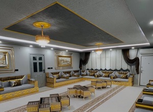 Conjunto de Sala de Estar Tradicional Árabe Majlis |   Mueble Modular Extensible y Plegable de Tela con Diseño Tufted Antiguo |   Personalizable |   Envío Gratuito a Todo el Mundo - Product Image 1
