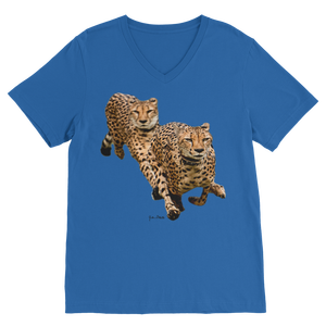 Cheetah Brothers Premium V-Neck T-<b>Shirt</b> 100% Organic Cotton Breathable Jersey Fabric with Pattern <b>Compressed</b> Features - Product Image 3