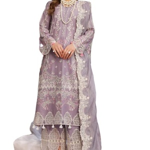 Traje Salwar Kameez Informal de Algodón con Estampado Étnico Indio Pakistaní, con Bordado Propio y Lentejuelas, Vestido de Diseñador Bollywood para Mujer - Product Image 1
