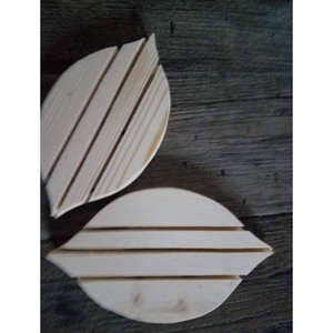 Ensemble porte-savon en forme de feuille de bois de bambou fait à la main fini naturel parfait pour la décoration de salle de bain élégante organisation écologique - Product Image 3