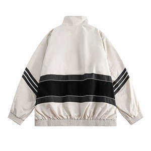 Veste Coupe-Vent Hip Hop Streetwear pour Homme, Surdimensionné en Toile Blanche, Survêtement avec Col Montant, Bloc de Couleur, Patchwork, Nouveau Design - Product Image 2