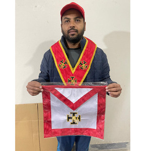 REGALIA MASÓNICA, DELANTAL Y COLLAR DE EX-FRATERO MAESTRO + JOYAS, TERCIOPELO AZUL BORDADO A MANO, TERCIOPELO AZUL A JUEGO, Gran Inspektor Francés 2026 - Product Image 6