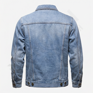 Veste en jean en denim de coton de haute qualité, col montant, logo personnalisé sur le devant, veste d'hiver vintage pour homme, mode durable, vêtements de rue - Product Image 2