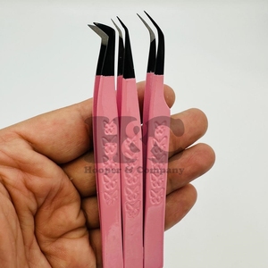 ใหม่แหนบสีชมพูสำหรับเด็กแหนบขนมิงค์โลโก้สแตนเลสสตีลสำหรับต่อขนตาที่ยั่งยืนทำจากสแตนเลส - Product Image 1