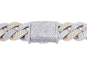 Cadena de eslabones cubanos de Hip Hop personalizada con diamante de moissanita redondo de plata esterlina S925 de dos tonos para raperos - Product Image 5