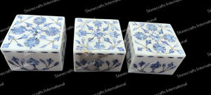 Caja de joyería de mármol de venta de exportación forma rectangular con Hermosa solución de almacenamiento decorativa atemporal con incrustaciones de perlas madre a la venta - Product Image 5