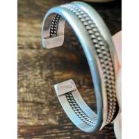 Bracelets manchette pour bébé en argent sterling, bijoux culturels de collection fabriqués par les Navajo